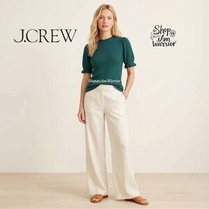 J.Crew teal/Evergreen pointelle ruffle trim sweater *shop@ianwarrior